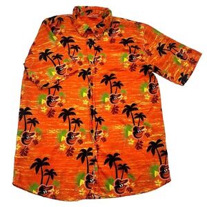 Baltimore Orioles Shirt Boys XL Orange Button Up Hawaiian Floral Palm Tree Youth